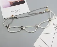 パール ウエストチェーン レディース 細ベルト シンプル 着回し ウエストアクセサリー