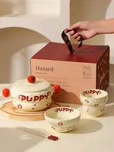 高級感ある日本式陶器の丼【フタ付き・ダブルハンドル・かわいいデザイン】