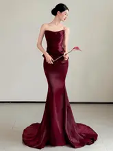 エレガントなフランス風ドレス【ストラップレス・フィッシュテール・特別な場面用・結婚式対応】