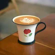手作り小玫瑰デザインのコーヒーカップ＆ソーサー【陶製・景徳鎮製・ギフト用】
