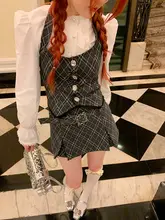 チェック柄 ベスト【レイヤードスタイル・春秋用・女性用】