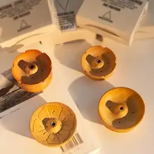 ネパール製 木製手描き蓮の花香炉【大直径・インテリア装飾用】