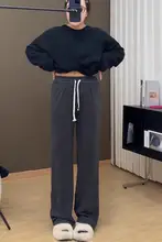 深灰色の高腰ワイドパンツ【ストレート・大きいサイズ・フィット】