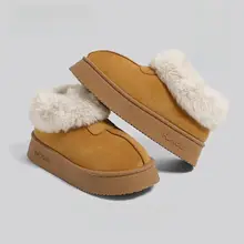 加絨の厚底雪用ブーツ【防滑・暖かい・スリップオンデザイン】