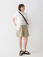 快適な履き心地！ウエストゴムのコットンAラインショートパンツ【したカジュアルスタイル・シンプルデザイン】