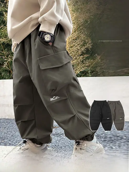 男の子用秋冬工事パンツ【アウトドア用・通気性・長ズボン】（セットアップ対応）