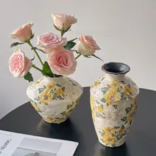 アメリカンレトロ陶器花瓶【水栽培・インテリア装飾用・陶器製】