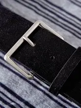 デザイン性に優れたストライプのオフショルダートップス【ウエストベルト付き・長袖・秋用】