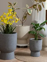 北欧風 マグネシウム泥製 高脚鉢 大型観葉植物用花器【シンプルデザイン・コンクリート製】