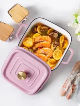 厚手エナメル製角型鍋【ダブルハンドル・煮込み鍋・火鍋・大容量】