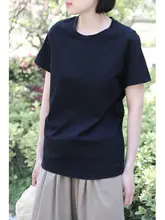 シンプルなデザインのゆったりとした短袖Tシャツ【女性用・カジュアル・コットン素材】