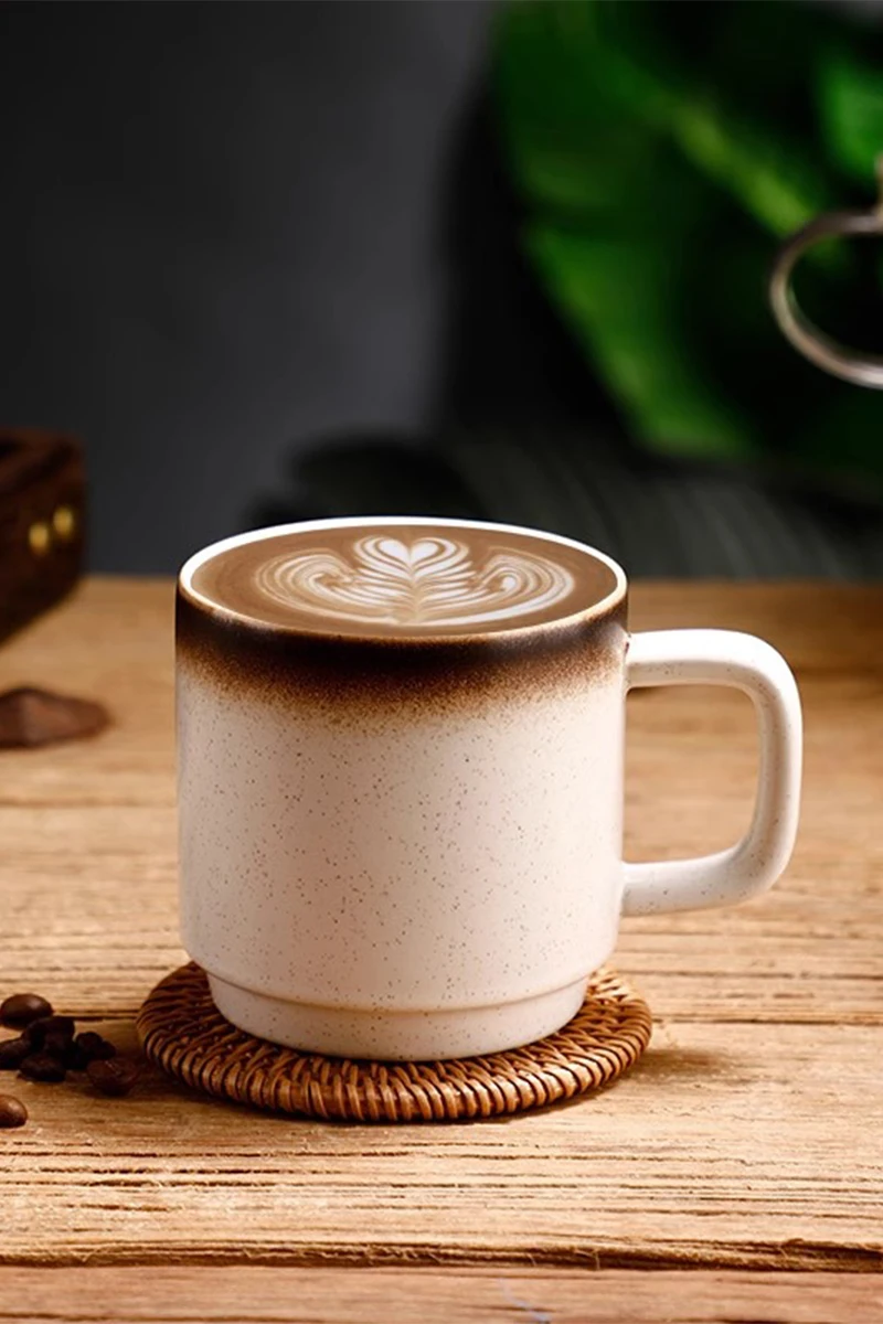 Tlife Enjoy 陶器製カフェマグカップ【シンプル・和風・レトロデザイン】