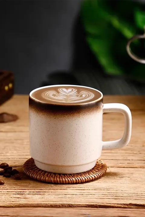 Tlife Enjoy 陶器製カフェマグカップ【シンプル・和風・レトロデザイン】
