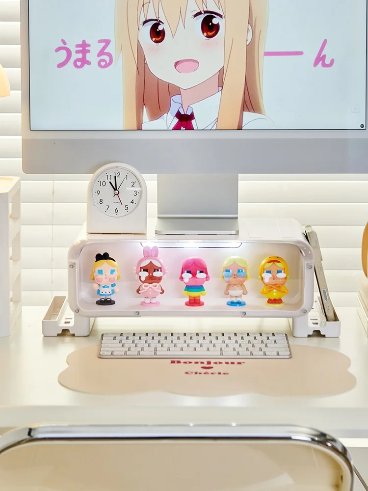 デスクトップ用昇降ラックDF1012：収納ボックスとモニターの効率的配置を実現