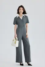夏の通勤に最適！収腰デザインのロングサロペット【2ピース・ゆったりシルエット】（セットアップ対応）