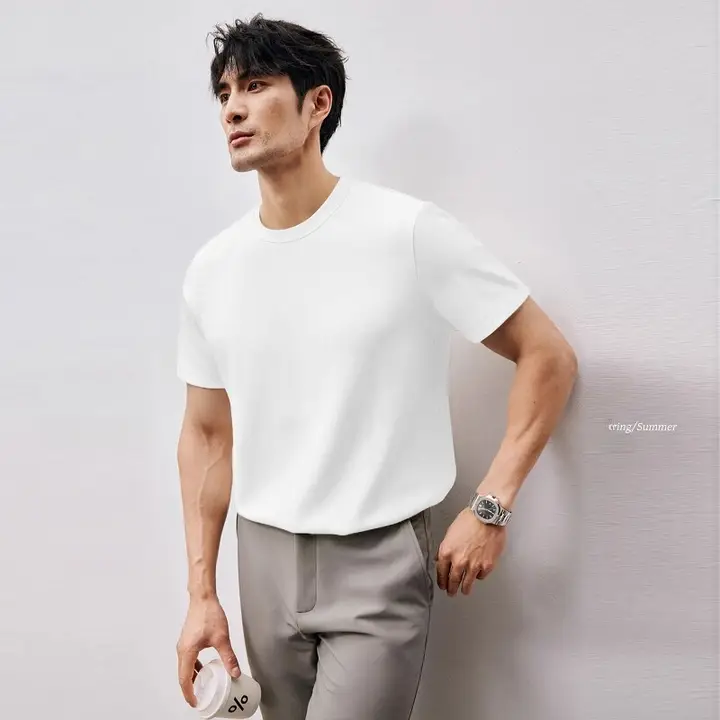半袖 Tシャツ メンズ 液氨加工コットン クルーネック 冷感 通気性 UVカット 防蚊 抗菌 夏 トップス