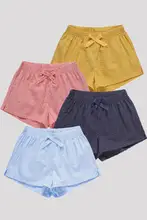 通気性抜群 女性用透け感のある家居ショートパンツ【コットン100%・ワイドシルエット・リボン付き】