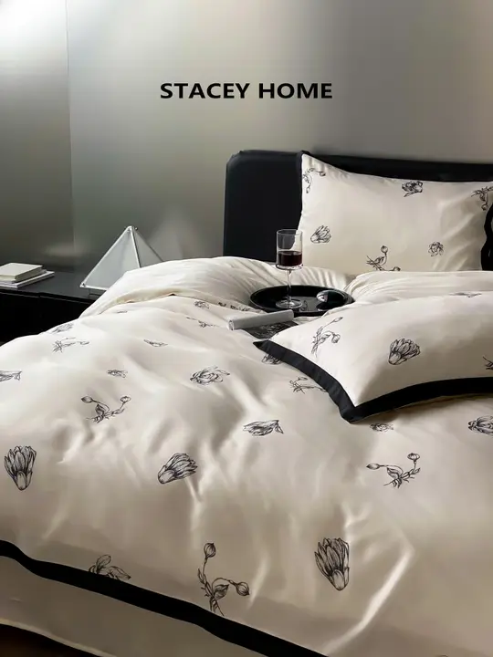 STACEY 高級仕立て 木蘭柄 60サテン ランペン 天絲ライセール ベッドリネン 4点セット