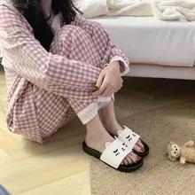 細いストライプのサマー用スリッパ【女性用・室内・滑り止め・お洒落可愛い】