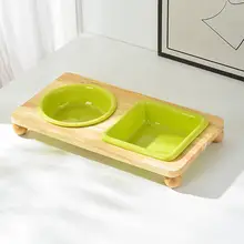 猫用陶器フードボウル【ダブルボウル・首をサポート・スタイリッシュデザイン】（セットアップ対応）
