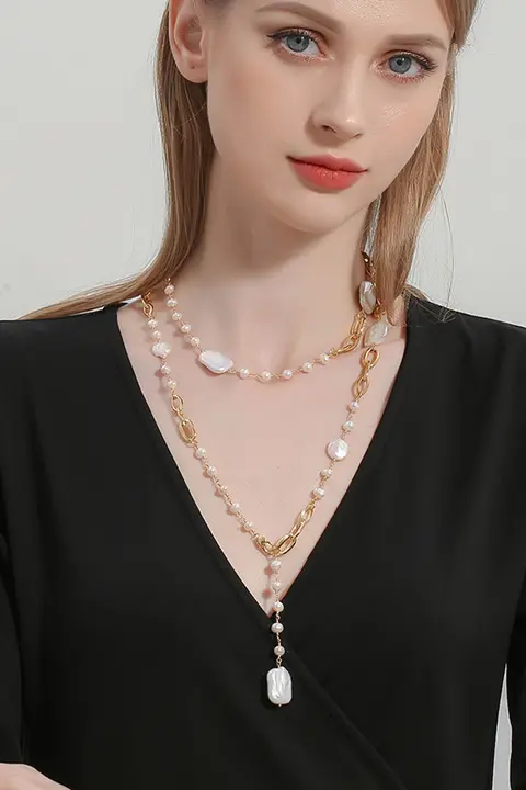 バロックパールのロングネックレス【シンプルで上品・母の日ギフトに最適】