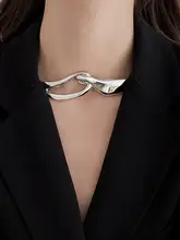 重金属デザインの立体的な粗い環状ネックレス【女性用・トレンド・デコルテチェーン・軽奢・高級感】