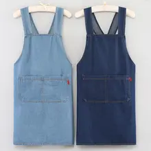 水洗い加工された柔らかいデニムのエプロン【厚手・耐摩耗・クロスストラップ・シンプルデザイン】
