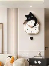 シンプルモダン 猫デザイン 壁掛け時計【静音・アート風・リビング用】