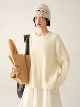 ラウンドネックサイドスリットニットセーター【春秋用・極上の柔らかさ・ゆったり長袖】