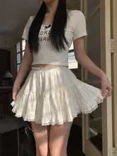 白色ハイウエストAラインスカート【レースデザイン・夏用・女性用】
