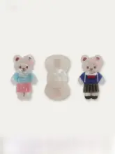 春のピクニック小熊のリボンデザインアクリルヘアクリップ【かわいらしいハーフアップ用】
