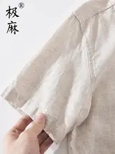 ストライプ柄リネン半袖シャツ【夏用・カジュアル・ゆったりシルエット】