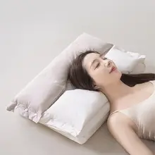 猫人 全棉の首を支える睡眠用枕【ダブルレイヤー・サイドスリープ用・2個セット】
