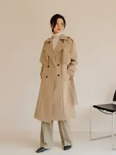 高級感あるカーキ色トレンチコート【ミディアム丈・カジュアル・イギリス風】