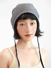 春夏用 チェック柄のキャップ【女性用・頭が小さく見えるデザイン・カジュアルスタイル】