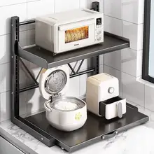 多機能ミニマルキッチン収納ラック【電子レンジ・炊飯器対応・スライド式・多層設計】