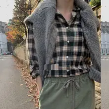 チェック柄重ね着シャツ【デザイン性・女性用・アウター】