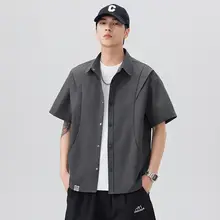 夏用薄手デザインの半袖シャツ【カジュアル・ルーズフィット・ヴィンテージ風】