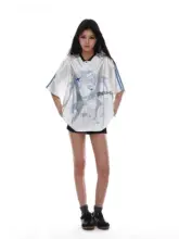 可愛いアメリカンデザインの多巴胺プリントスポーツTシャツ【夏用・短袖・ゆったりフィット】