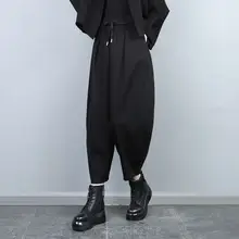 した着心地の9分丈ルーズパンツ【ハーレムスタイル・秋用・黒】