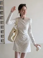 女性用 薄手花柄ウエストリボン付き半袖ワンピース【春夏向け・Aラインデザイン・上品仕立て】