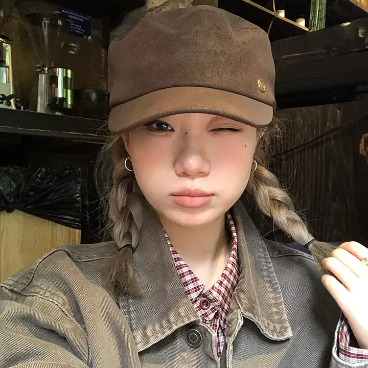 レトロスタイル ベレー帽【平頂・秋冬用・八角形・女性用】