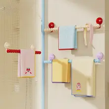 吸盤式バスルームタオルラック【穴あけ不要・収納用】