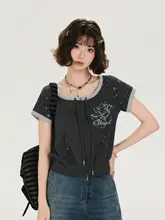 夏用 レディース カラフルプリントのショートカーディガン【ルーズフィット・デザイン性・半袖】