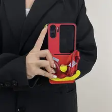 中国風木馬デザインのスマホケース【三つ折りスタイル・防摔機能・手提げ紐付き】