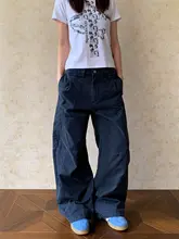 アメリカンヴィンテージ風 クロップドワークパンツ【男女兼用・ゆったりストレート・カジュアル】