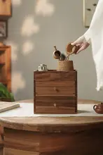 胡桃木製 多層収納ボックス【中式・茶具用アクセサリー・文房具・工芸品】
