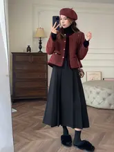 シンプルデザインの黒い百褶Aラインハイウエストスカート【秋冬用・女性用】