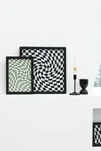 チェッカーパターンの抽象画【エコPUレザー・リザードテクスチャ・インテリア装飾用】