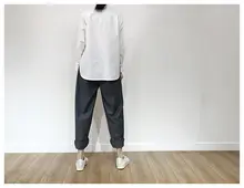 グレー ハーレムパンツ【フィット・ゆったりしたシルエット・レディース】